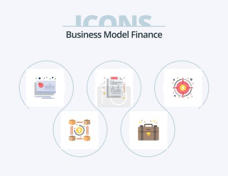 Téléchargez les illustrations : Finance Flat Icon Pack 5 Icon Design. report. financial. private. annual. financier - en licence libre de droit