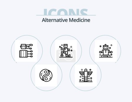 Téléchargez les photos : Alternative Medicine Line Icon Pack 5 Icon Design. care. medical. stretcher. hospital. wellness - en image libre de droit