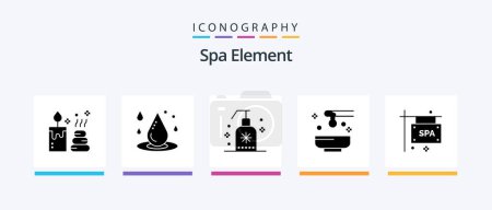 Téléchargez les illustrations : Spa Element Glyph 5 Icon Pack Including board. spa. cleaning. oil. beauty. Creative Icons Design - en licence libre de droit