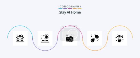 Ilustración de Stay At Home Glyph 5 Icon Pack Including spring. cleaning. camera. water balloon event. balloon - Imagen libre de derechos