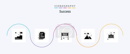 Illustration for Sucess Glyph 5 Icon Pack Including winner. strategy. mark. mountains. victory - Royalty Free Image