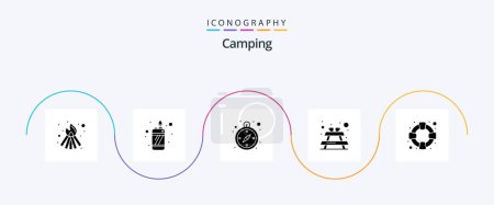 Illustration for Camping Glyph 5 Icon Pack Including . navigation. support. help - Royalty Free Image