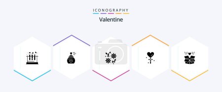 Ilustración de Valentine 25 Glyph icon pack including love. valentines. love. valentine. aroma - Imagen libre de derechos