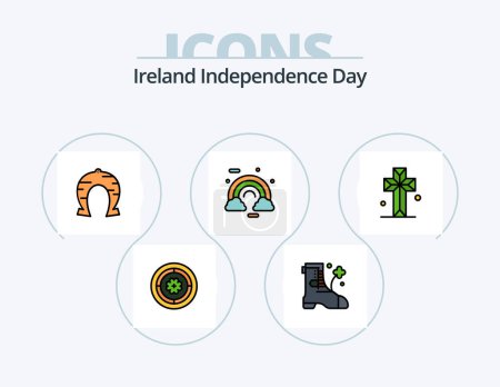 Ilustración de Ireland Independence Day Line Filled Icon Pack 5 Icon Design. football. flower. drink. anemone. birthday and party - Imagen libre de derechos