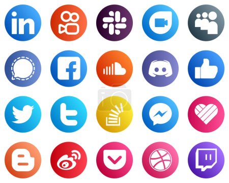 Téléchargez les illustrations : 20 High Resolution Social Media Icons such as text. discord. music and soundcloud icons. High quality and creative - en licence libre de droit