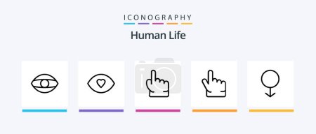 Ilustración de Human Line 5 Icon Pack Including . human. face. face. hand. Creative Icons Design - Imagen libre de derechos
