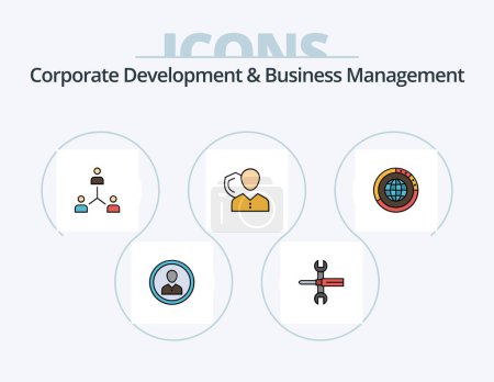 Téléchargez les photos : Corporate Development And Business Management Line Filled Icon Pack 5 Icon Design. wrench. spanner. application. screwdriver. settings - en image libre de droit