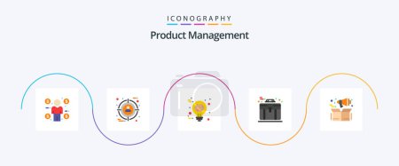 Téléchargez les illustrations : Product Management Flat 5 Icon Pack Including marketing. case. brain. briefcase. business - en licence libre de droit