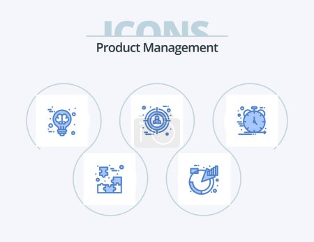 Téléchargez les illustrations : Product Management Blue Icon Pack 5 Icon Design. user. selection. management. focus. idea - en licence libre de droit