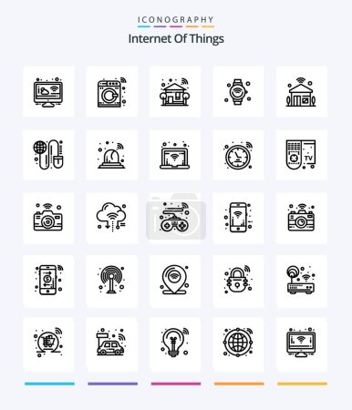 Téléchargez les illustrations : Creative Internet Of Things 25 OutLine icon pack  Such As wifi. internet of things. home. internet. tree - en licence libre de droit