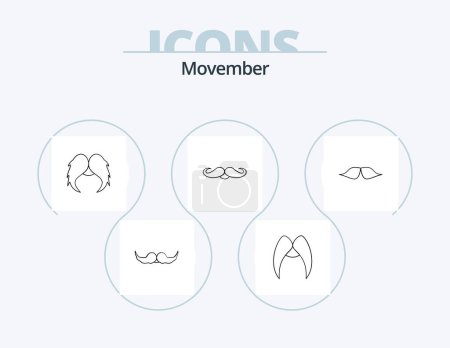Illustration for Movember Line Icon Pack 5 Icon Design. . beared. - Royalty Free Image