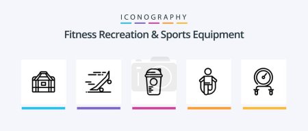 Ilustración de Fitness Recreation And Sports Equipment Line 5 Icon Pack Including track. machine. gym. monitoring. fitness. Creative Icons Design - Imagen libre de derechos