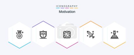 Illustration for Motivation 25 Line icon pack including finger. press. safety. olympic. fencing - Royalty Free Image