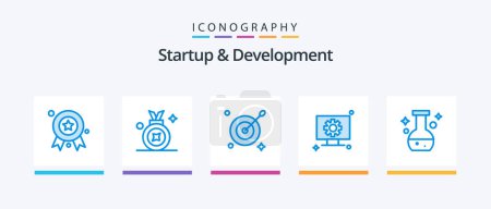 Illustration for Startup And Develepment Blue 5 Icon Pack Including . hardware. test. flask. Creative Icons Design - Royalty Free Image