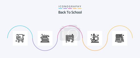 Ilustración de Back To School Line 5 Icon Pack Including back to school. microscope. library. lab. education - Imagen libre de derechos
