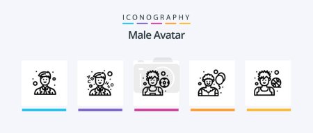 Illustration for Male Avatar Line 5 Icon Pack Including basketball. athlete. golfer. news. communication. Creative Icons Design - Royalty Free Image