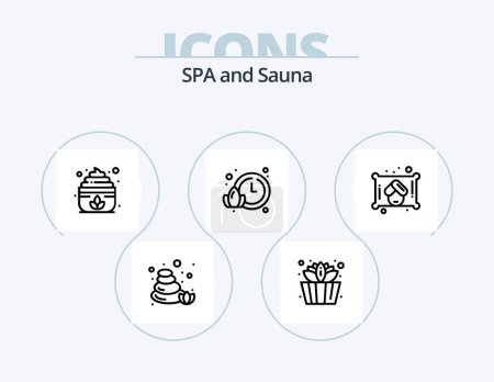 Téléchargez les illustrations : Sauna Line Icon Pack 5 Icon Design. toddler. oil. sauna. care. love - en licence libre de droit