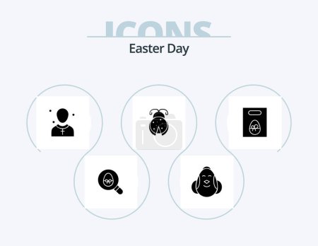 Téléchargez les illustrations : Easter Glyph Icon Pack 5 Icon Design. spring. insect. happy. bug. man - en licence libre de droit