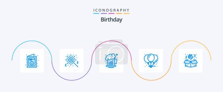 Téléchargez les illustrations : Birthday Blue 5 Icon Pack Including gift. birthday. beer. party. birthday - en licence libre de droit
