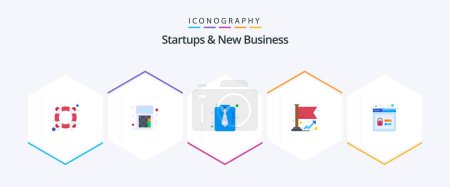 Illustration for Startups And New Business 25 Flat icon pack including account. success. budget. graph. suiting - Royalty Free Image
