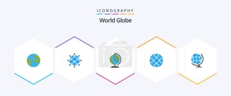 Illustration for Globe 25 Flat icon pack including . globe. worldwide. geography. world - Royalty Free Image