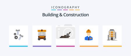 Téléchargez les photos : Building And Construction Flat 5 Icon Pack Including labour. construction. industry. trovel. Creative Icons Design - en image libre de droit
