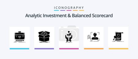 Ilustración de Analytic Investment And Balanced Scorecard Glyph 5 Icon Pack Including recognition. finger. progress. rise. growth. Creative Icons Design - Imagen libre de derechos