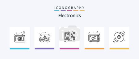 Illustration for Electronics Line 5 Icon Pack Including . media. electronic. communication. microwave. Creative Icons Design - Royalty Free Image