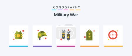 Illustration for Military War Flat 5 Icon Pack Including army. star. missles. tag. army. Creative Icons Design - Royalty Free Image