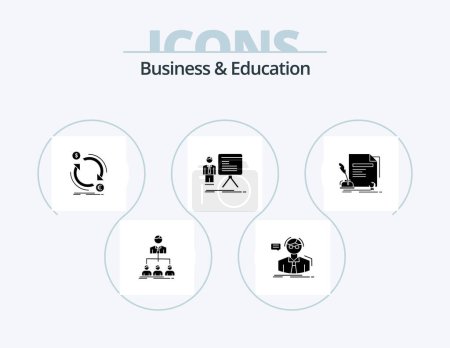 Ilustración de Business And Education Glyph Icon Pack 5 Icon Design. chart. presentation. teacher. convert. finance - Imagen libre de derechos