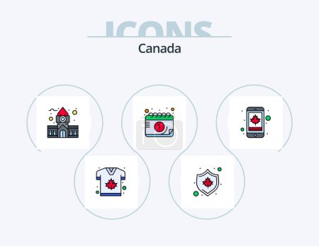 Téléchargez les illustrations : Canada Line Filled Icon Pack 5 Icon Design. locket. canada. food. burger - en licence libre de droit