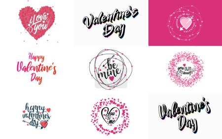Téléchargez les illustrations : Red flat design Valentine's Day label pack - en licence libre de droit