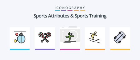 Téléchargez les illustrations : Sports Atributes And Sports Training Line Filled 5 Icon Pack Including runner. athlete. pool. man. gymnastic. Creative Icons Design - en licence libre de droit