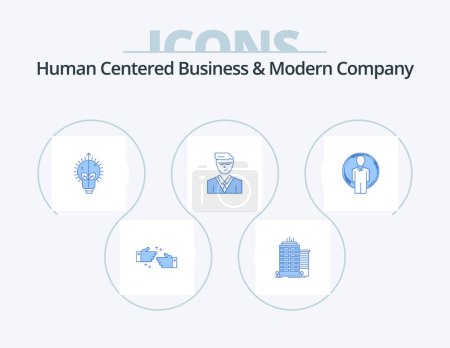 Téléchargez les illustrations : Human Centered Business And Modern Company Blue Icon Pack 5 Icon Design. id. student. success. manager. man - en licence libre de droit