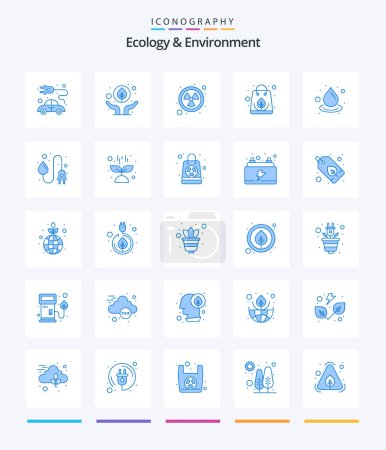 Téléchargez les illustrations : Creative Ecology And Environment 25 Blue icon pack  Such As ecology. . nuclear. recycle bag. organic - en licence libre de droit