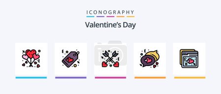 Illustration for Valentines Day Line Filled 5 Icon Pack Including affection. gift. celebration. love. bouquet. Creative Icons Design - Royalty Free Image