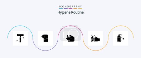 Ilustración de Hygiene Routine Glyph 5 Icon Pack Including . hand. detergent - Imagen libre de derechos