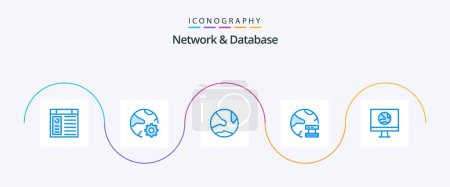 Téléchargez les illustrations : Network And Database Blue 5 Icon Pack Including database. cloud. network. social. network - en licence libre de droit