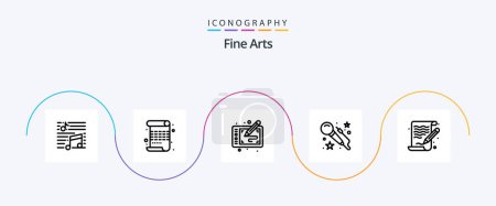 Téléchargez les illustrations : Fine Arts Line 5 Icon Pack Including art. mic. paint. voice. arts - en licence libre de droit