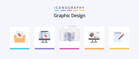 Illustration for Graphic Design Flat 5 Icon Pack Including color drop. bucket. map. screen. fill. Creative Icons Design - Royalty Free Image