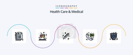 Illustration for Health Care And Medical Line Filled Flat 5 Icon Pack Including medical insurance. health insurance. health. message. hospital call - Royalty Free Image