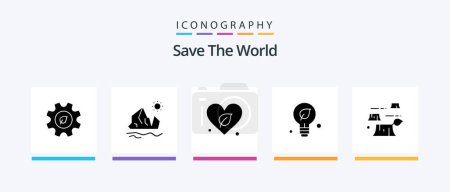 Téléchargez les illustrations : Save The World Glyph 5 Icon Pack Including damage. green. melting. environment. save. Creative Icons Design - en licence libre de droit