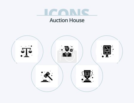 Illustration for Auction Glyph Icon Pack 5 Icon Design. law. judge. court auction. attorney. lawyer - Royalty Free Image