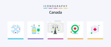 Téléchargez les illustrations : Canada Flat 5 Icon Pack Including circle. map. illumination. location. canada. Creative Icons Design - en licence libre de droit