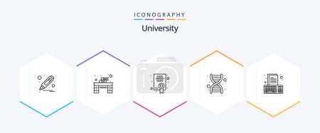 Illustration for University 25 Line icon pack including compose. certificate. genome. dna - Royalty Free Image