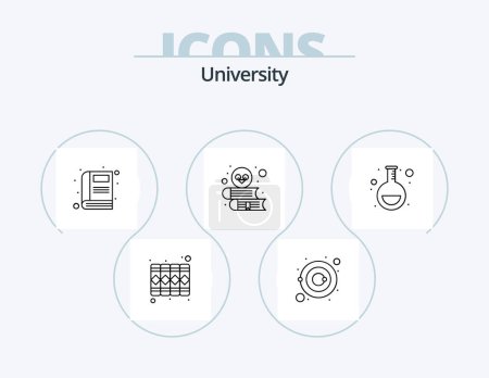 Ilustración de University Line Icon Pack 5 Icon Design. owl. speech. book. rostrum. podium - Imagen libre de derechos