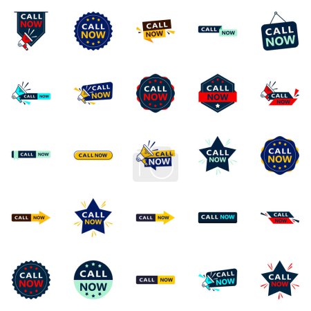 Illustration for Call Now 25 Fresh Typographic Elements for a modern call to action - Royalty Free Image