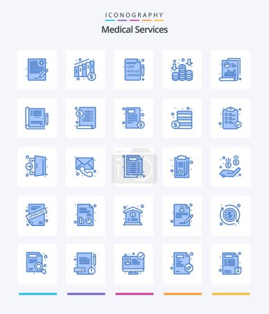 Ilustración de Creative Medical Services 25 Blue icon pack  Such As doctor. chart. insurance. bar. money - Imagen libre de derechos