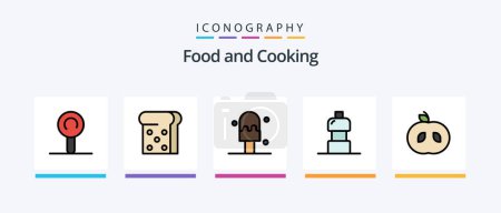 Téléchargez les illustrations : Food Line Filled 5 Icon Pack Including . cream. roast. Creative Icons Design - en licence libre de droit