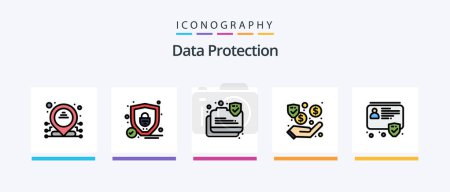 Téléchargez les illustrations : Data Protection Line Filled 5 Icon Pack Including security. dollar. security. web security. programming. Creative Icons Design - en licence libre de droit